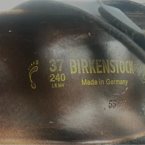 Silver Sheen Triple Strap Birkenstock Sandal Dark Brown Leather Footbed - Picture 4 of 6